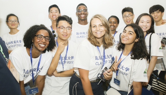 Duke Kunshan students on the Kunshan campus. A number of the students will have a study abroad opportunity in Durham beginning this summer.