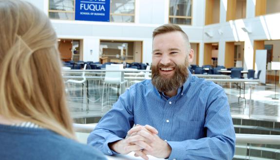 Steve Dalton, program director for Daytime Career Services at Fuqua School of Business, overcame his admitted awkwardness to figure out an approach to networking that worked for him. Photo by Stephen Schramm.