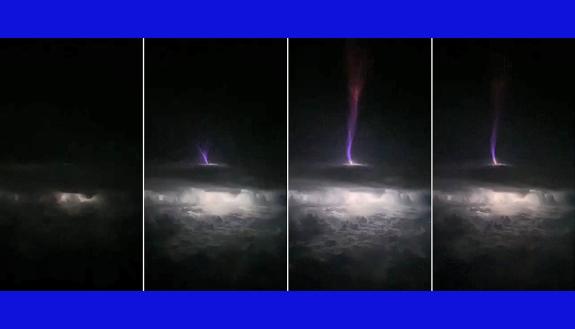 This image series, taken from a video, shows the formation of a gigantic jet over Oklahoma in May 2018. Credit: Chris Holmes