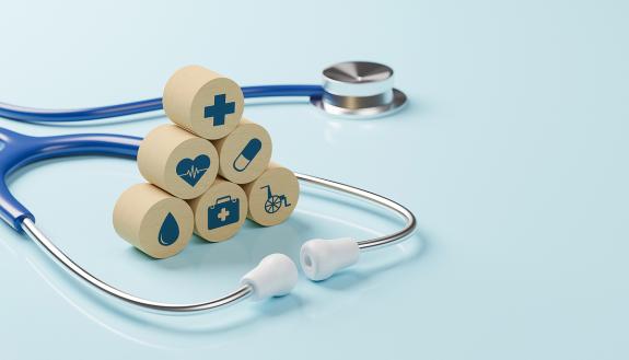 A stethoscope with blocks.