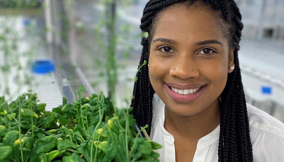 Shanice Webster, a postdoc in biology, has been awarded a HHMI Hanna Gray Fellowship to study how plant-bacteria interactions underlie plant diseases.