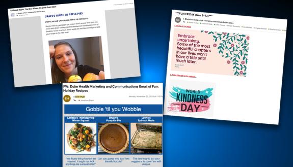 Duke colleagues are creating e-newsletters to stay in touch, offer a bright spot in uncertain times and get to know coworkers.