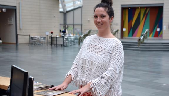 It’s Myra Weise’s job as visitor services manager to anticipate the needs of the 60,000 guests who visit the Nasher Museum annually. Photos by Jonathan Black.