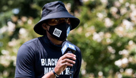 Nolan Smith at campus rally