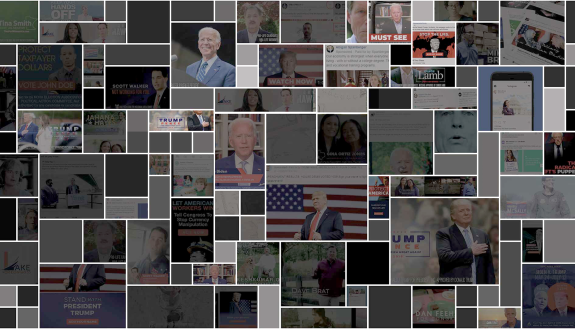 montage of digital political ads from the 2020 campaign