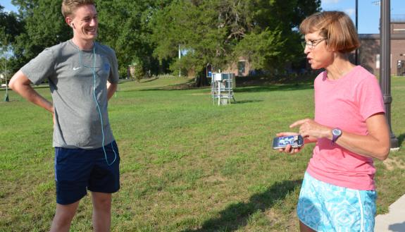 One of the recommendations Jonathan Black, left, received to fight boredom in a workout is to run with someone with else. Photo by Leanora Minai.