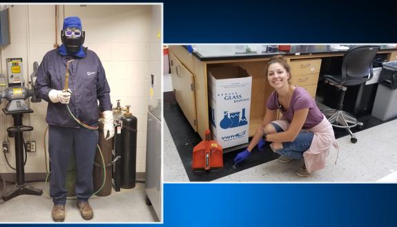 Greg Bumpass, left, and Lauren Macadlo, right, were the grand prize winners of Duke's National Safety Month challenge.