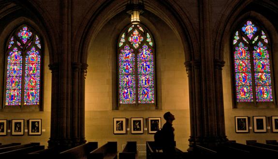 The stained glass windows of Duke Chapel.