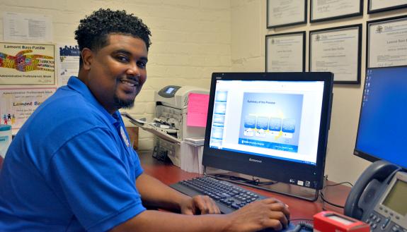 Lamont Bass-Patillo took an entry level PowerPoint class to build confidence and learn a few bells and whistles to make a presentation stand out. 