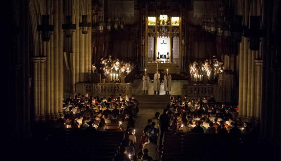 The candlelit All Hallow's Eve service takes place at Duke Chapel on October 31.