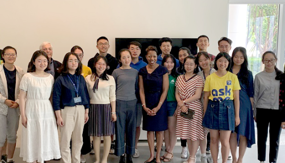 Trinity College dean Valerie Ashby met with Duke Kunshan students during a campus visit.
