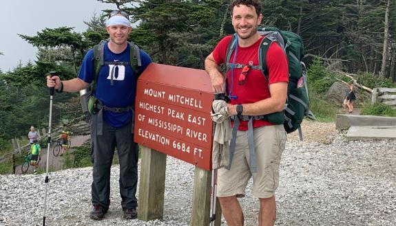 Duke Athletics employee Brendan Heitz, left, hiked Mount Mitchell in North Carolina with his brother, Cory, last July. Photo courtesy of Brendan Heitz. 