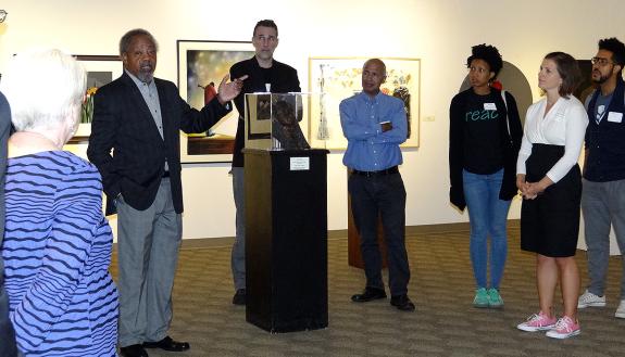Tour participants visited the NCCU art museum to hear about the collection and the collaborations between NCCU and Duke.