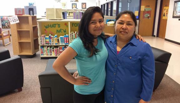 Riverside High School graduating senior Luz Jazmin Romero Estala with her mother, Alejandra Estala.