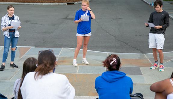 Students perform in Faulker Fox's class on political theater
