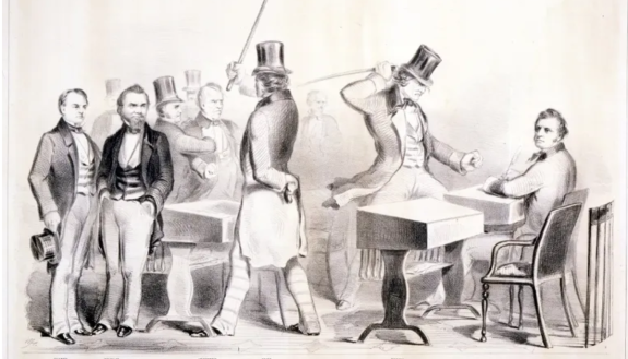 Winslow Homer engraving of the caning of Charles Sumner
