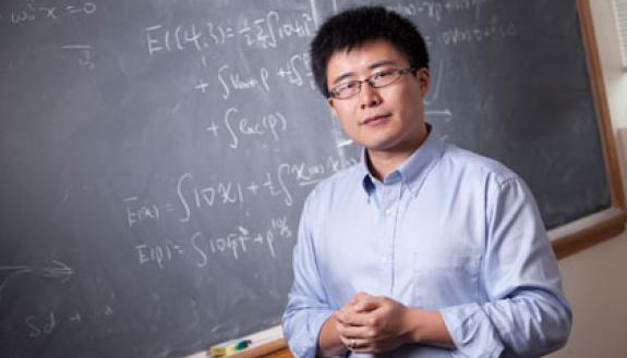 Jianfeng Lu's mathematical studies put numbers to work for researchers in materials science, physics, chemistry and other fields.  Photo by Les Todd/Duke University Photography
