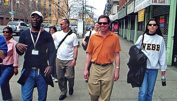 Thomas Brothers, in the orange shirt, and students in his Master of Arts in Liberal Studies (MALS) class took a week-long trip to New Orleans to conduct research. Photo courtesy of Thomas Brothers
