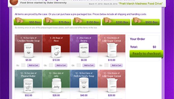 The March Madness Food Drive organizers are using YouGiveGoods, an online platform, to collect donations for the Food Bank of Central and Eastern North Carolina. 