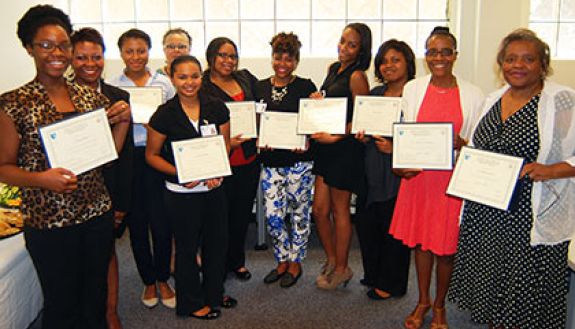 A group of clinicial interns from North Carolina Central University recently received certificates of completion for their participation in the 7-week clinical program.