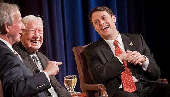 President Richard Brodhead shared a discussion on politics, education and foreign policy during a Duke Idea event in Atlanta.