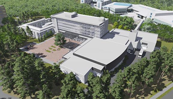 Artist rendering of an aerial view of what the R. David Thomas Center will look like after major renovations. Photo courtesy of Duke Facilities Management.