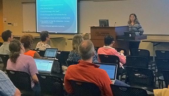 Duke community members gather for a Learn IT @ Lunch seminar.