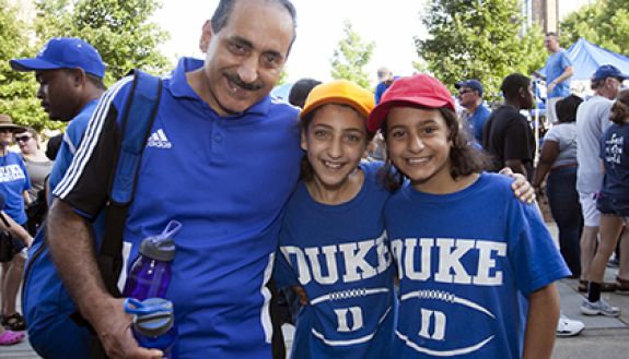 Duke employees are encouraged to put on their Duke blue clothing as a sign of campus unity this Friday. Photo by Duke Photography.