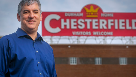 Chris Monroe outside the Chesterfield building