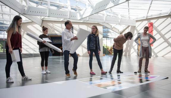 Bill Bamberger, third from left, an artist in Durham, N.C., discussing an exhibition last year at the Nasher Museum of Art of Duke University. Credit J Caldwell