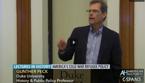 Gunther Peck leads a class on refugees and the Cold War