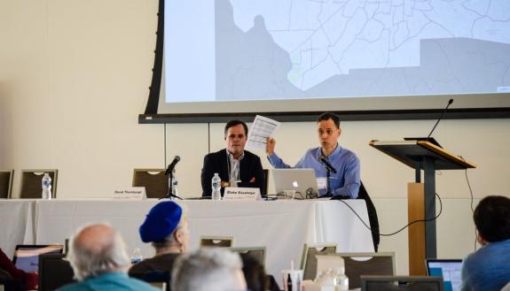 David Thornburgh and Blake Esselstyn lead one session exploring new mapping technologies. Participants were then able to use the technologies to develop their own maps (see below).