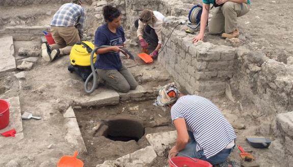 Duke researchers work with an Etruscan well-cistern connected with a complex water management system in ancient Italy. Photo courtesy Maurizio Forte