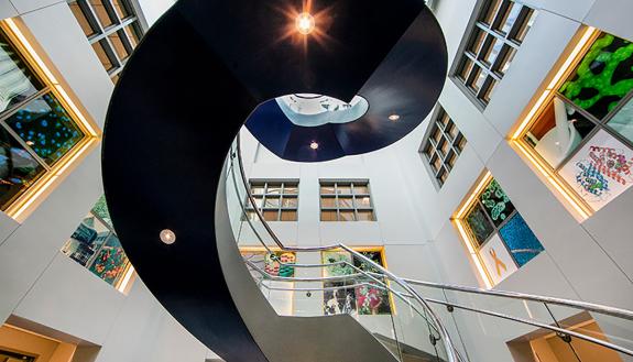 staircase in new research center for the Duke Human Vaccine Institute