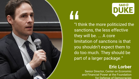 Said@Duke: Eric Lorber on US Financial Power and National Security