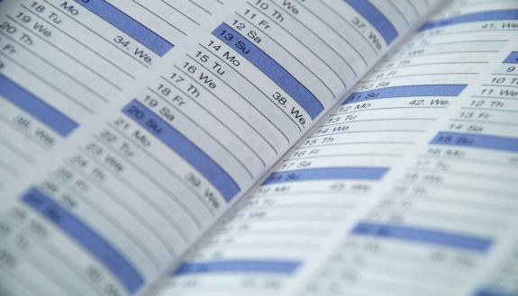 The pages of a scheduling book.