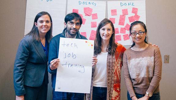 STaRT Impact Sourcing: Sarah Thelen, Satyam Patel, Kasey Haas and Mian Wu. Photo by Katherine Black