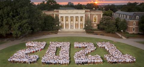 The Class of 2021 gets its class photo. Courtesy Duke Photography