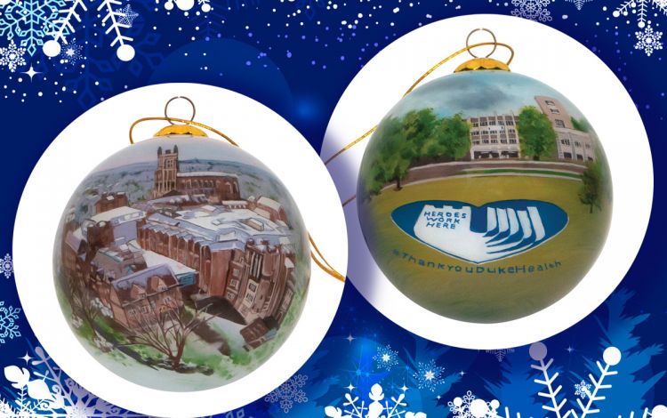 Duke University Stores' new holiday ornaments celebrate the beauty of campus and the heroic people who work here. Images courtesy of Duke University Stores.