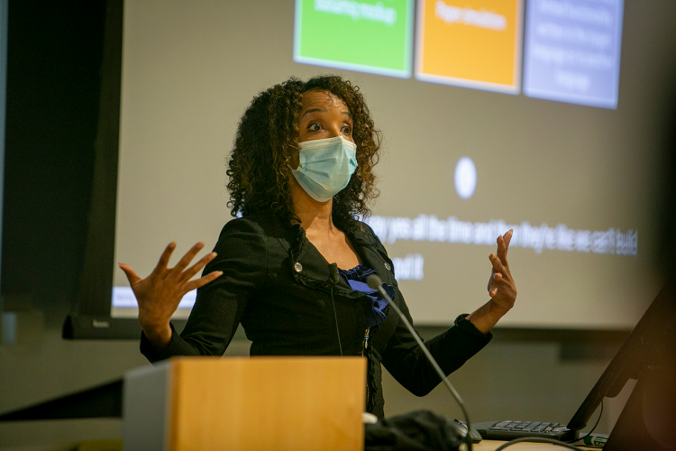Professor Shaundra “Shani” Daily teaches an undergraduate course on Human-Centered Computing. Provost Sally Kornbluth said the goal is to give students “a learning experience in which all students have opportunities to engage in deep moments of discovery.