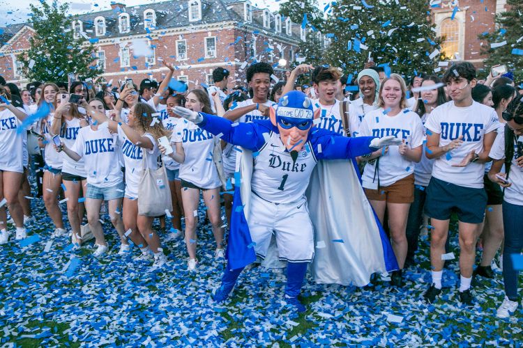the blue devil celebrates with the Class of 2026