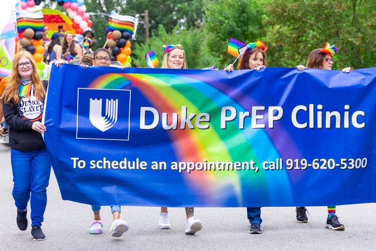 The Duke PrEP Clinic for HIV Prevention was one of several university groups that marched in the parade.