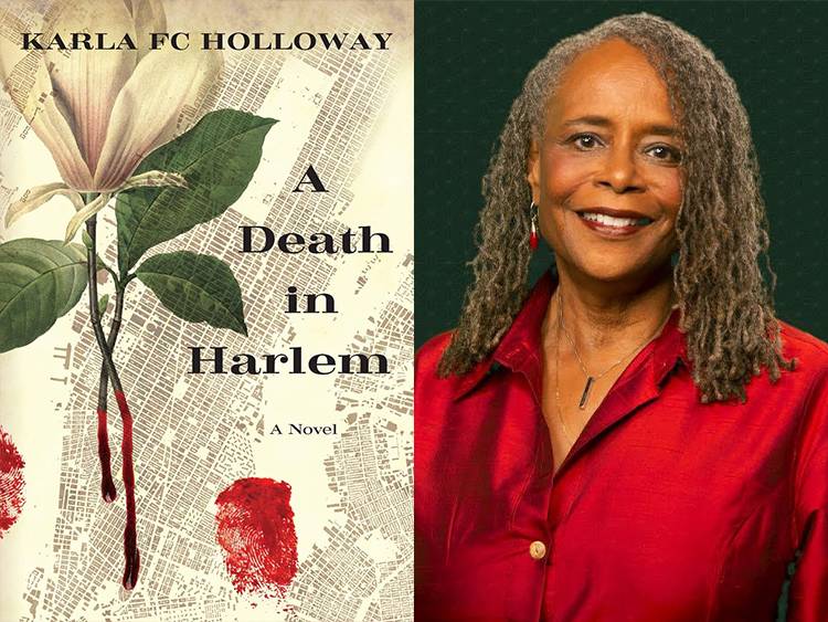 A Death in Harlem cover with author Karla Holloway