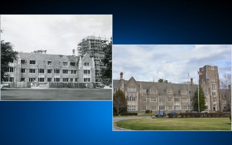 The Allen Building from the 1950s and now.