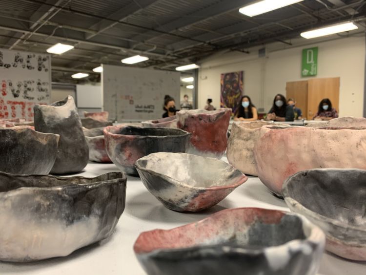 Pottery made by the students in the workshop. Photo by Dallas Clemons