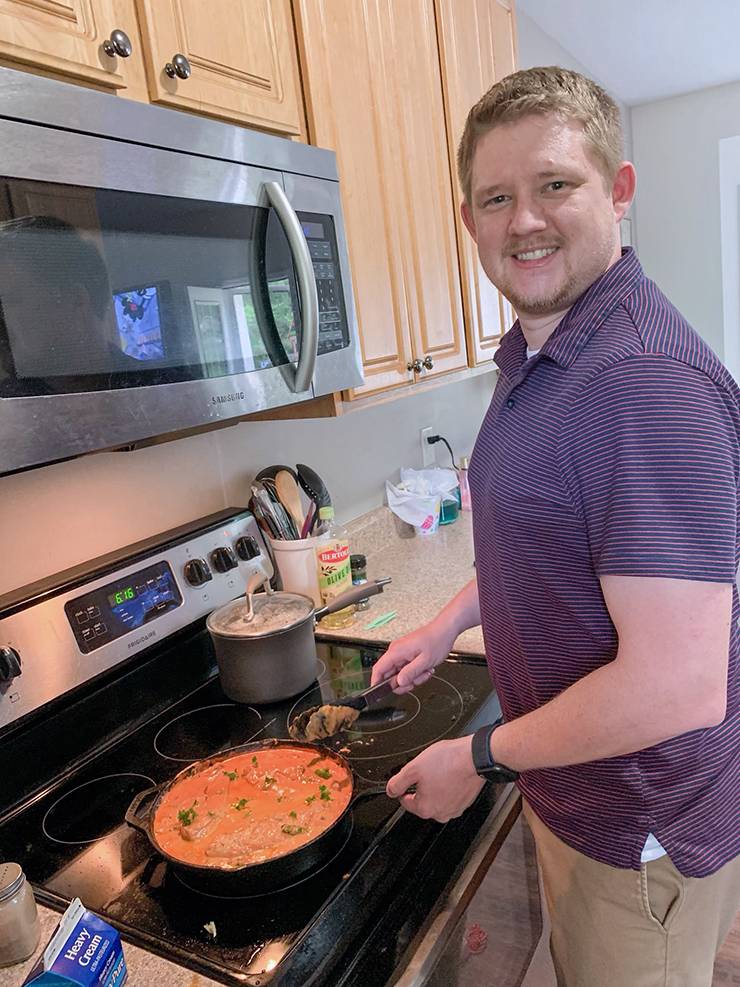 Clint McCullen cooks his tomato chicken skillet dish. Photo courtesy of Clint McCullen.