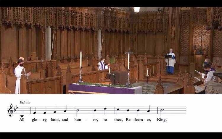 Viewers at home can follow along with information on music and readings during the broadcast. Image courtesy of Duke Chapel.