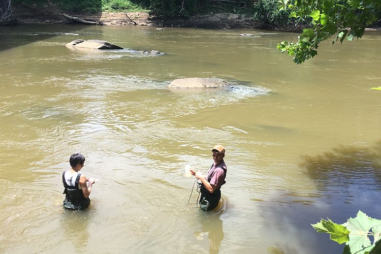 PFAS contamination in the Haw River flows into Jordan Lake. Both water bodies supply drinking water. (Photo Stapleton Lab)