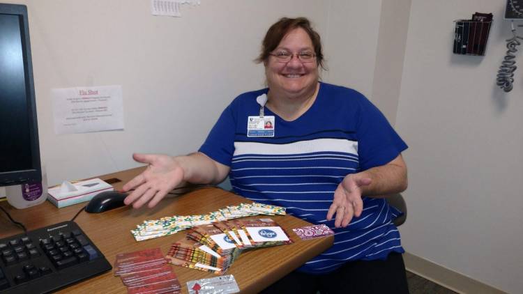 Jan Dillard, Clinical Social Worker, Duke Outpatient Clinic, shown here prior to the pandemic.