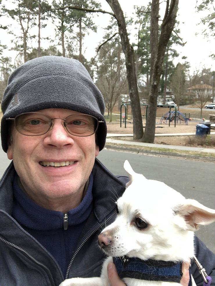 John Hanks and his dog on a walk.